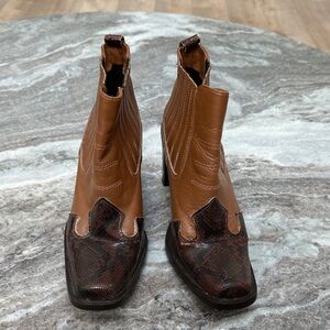 Di Verona Snake Print Western Boots Booties Sz 36